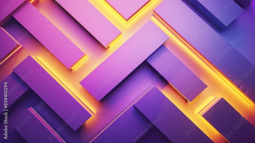 Poster a collage of glowing yellow and purple arrows arranged in a dynamic pattern against a gradient purpl