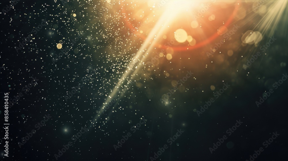 Poster abstract digital light beam texture with dust particles and bokeh