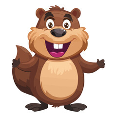 Fototapeta premium a happy Beaver cartoon character on white background