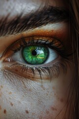 Fototapeta premium A close-up shot of a person's green eye with details on eyelashes and iris