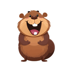 Fototapeta premium a happy Beaver cartoon character on white background