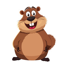 Fototapeta premium a happy Beaver cartoon character on white background