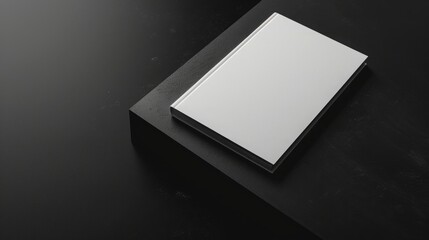 Minimalist White Book on Sleek Black Table Captures Attention