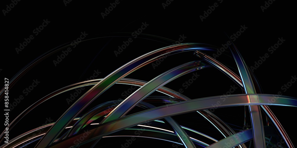 Poster abstract background with rounded lines, 3d render