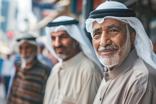 Arab businessmen wearing traditional clothes