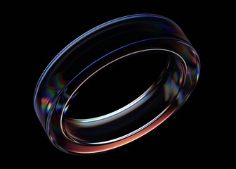 Abstract iridescent shape, dark background design, 3d render