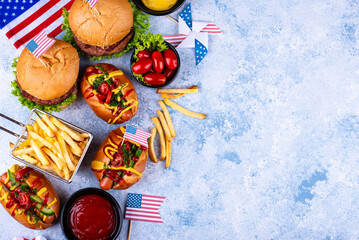 Traditional American food for celebrating July 4 Independence Day