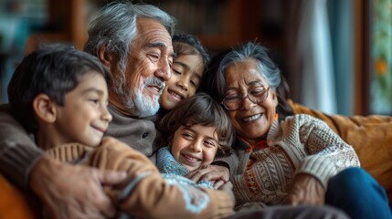 Fototapeta premium Family with members of all ages, happiness