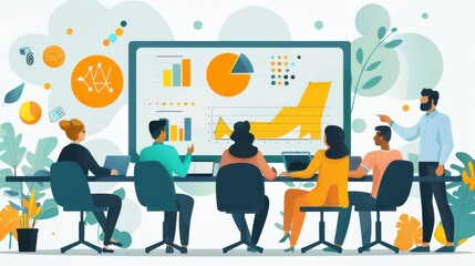 The screen is displaying graphs and charts