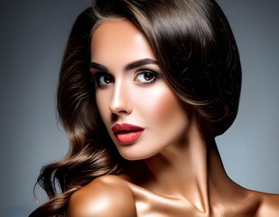 Fototapeta premium Close up a woman with a gold makeup on her face