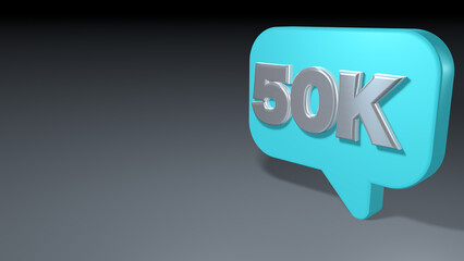 fifty thousand followers notification blue bubble