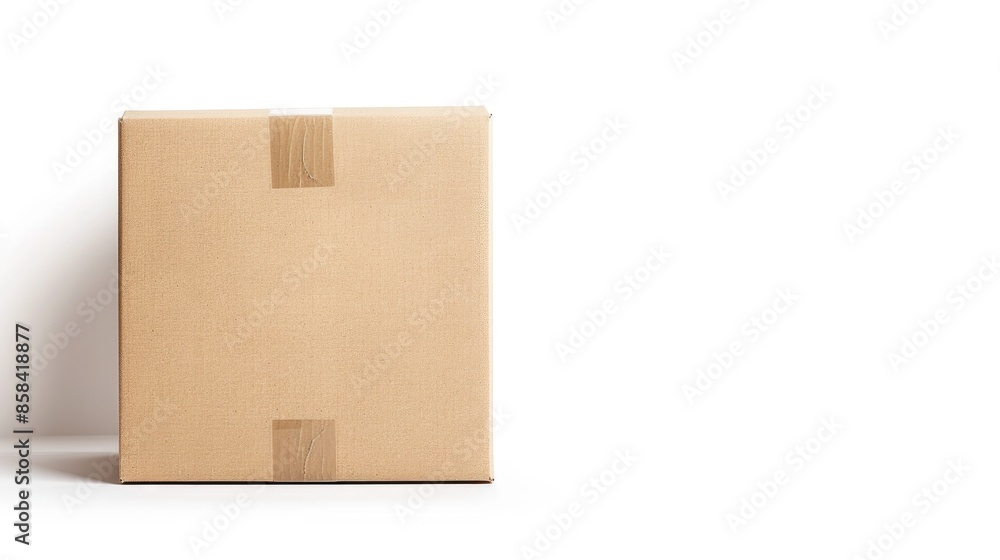 Poster isolated white background with clipping path space for text on cardboard shipping box
