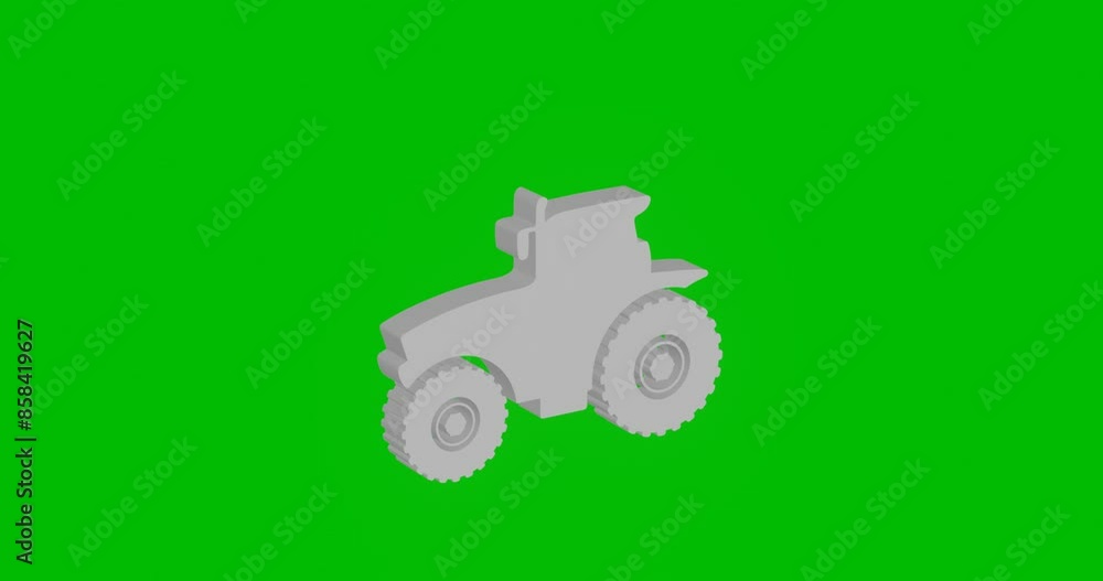 Poster animation of rotation of a white tractor icon with shadow. simple and complex rotation. seamless loo