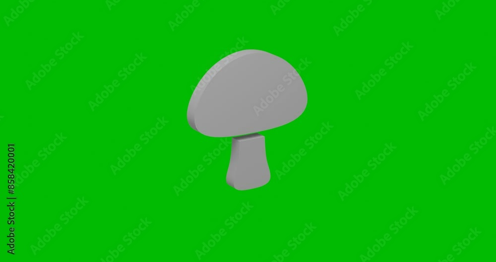Poster animation of rotation of a white mushroom symbol with shadow. simple and complex rotation. seamless 
