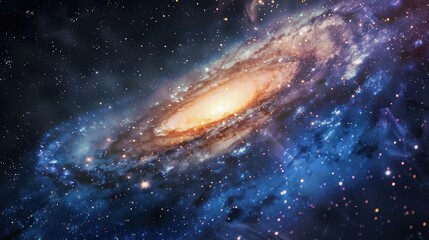 Obraz premium A pixelated galaxy with nebula and stars in deep space