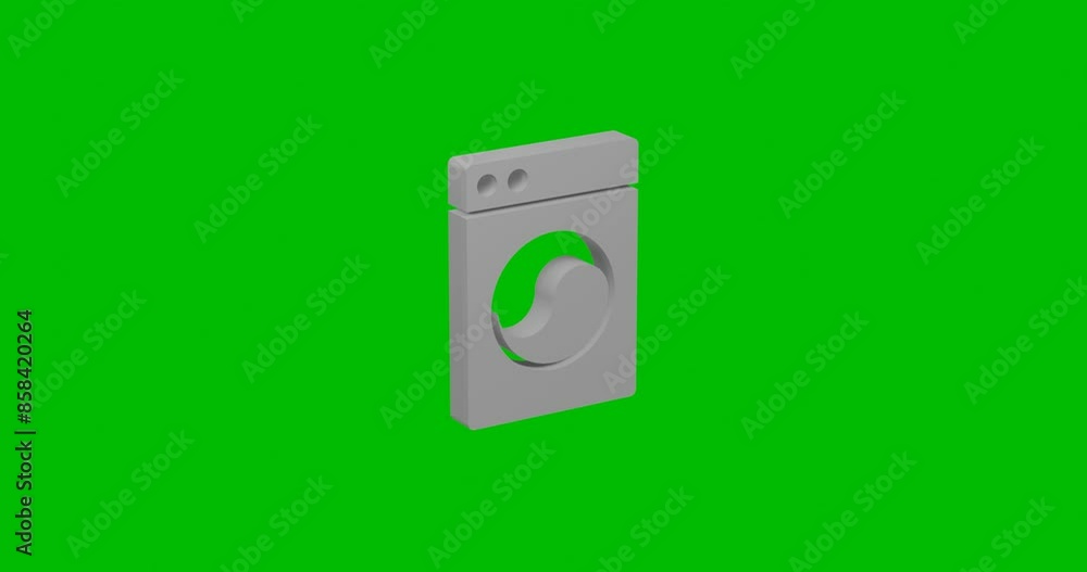 Poster animation of rotation of a white washer symbol with shadow. simple and complex rotation. seamless lo