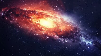 Fototapeta premium A gigapixel view of a spiral galaxy with nebula and stars in space