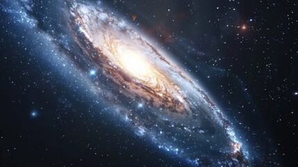 Fototapeta premium A pixelated view of a galactic spiral nebula in deep space