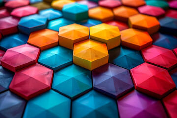 Obraz premium A colorful pattern of vibrant multicolored hexagons