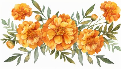 A watercolor painting of a bouquet of orange flowers by AI generated image