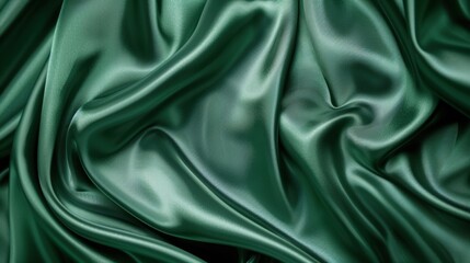 Fototapeta premium Green silk satin fabric background
