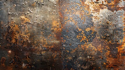 Rusty metal surface with scratches and flakes