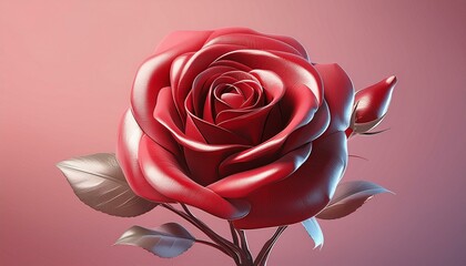 Red rose on a pink background