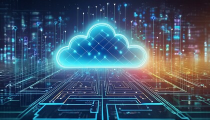 ai and technology cloud computing for data transmission, database, data storage, and backup. networking and internet service concept. futuristic business network concept