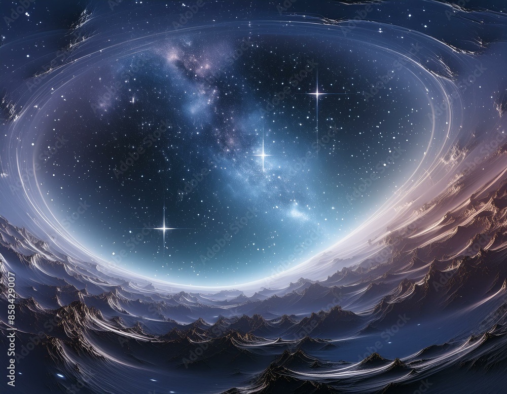 Wall mural 360 degree equirectangular projection space background with nebula and stars, environment map. hdri 