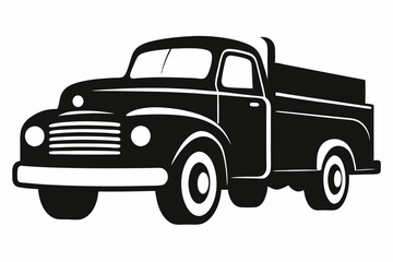 old American truck silhouette vector illustration