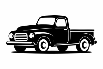 old American truck silhouette vector illustration