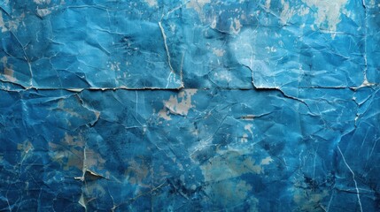 Naklejka premium Blue grunge paper texture background with creases and space for text