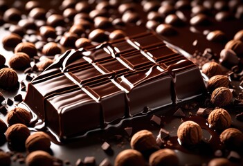 macro shot splitting chocolate bar, divide, break, cocoa, sweet, treat, dessert, snack, confectionery, indulgence, tasty, delicious, temptation, sugary