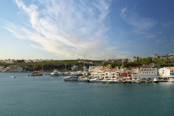 Fototapeta premium Docked Boats at Cala Rata Harbor, Menorca
