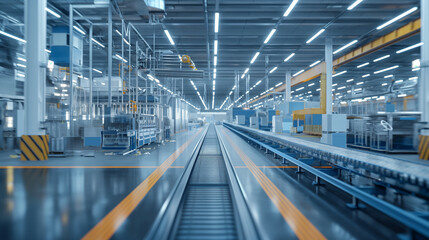 A modern industrial complex with streamlined production processes, showcasing efficiency and innovation.