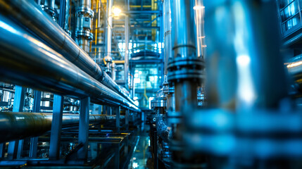 Fototapeta premium A sophisticated industrial complex with efficient production lines and advanced technology, symbolizing industrial growth.
