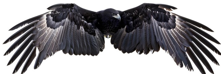 Fototapeta premium Bird Wings. Isolated Black and White Eagle Wing on White Background