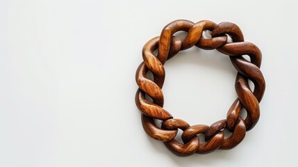 Fototapeta premium Wooden bracelet on white background with space for text