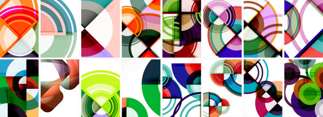 Set of trendy colorful circle geometric posters or abstract backgrounds. Vector Illustration For Wallpaper, Banner, Background, Card, Book Illustration, landing page