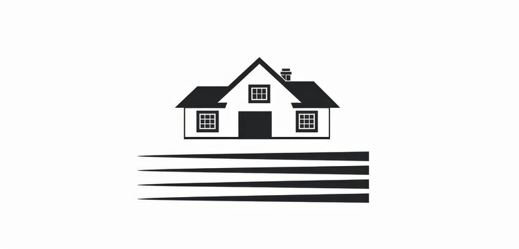 recommend clip art: Minimalist Logo Design of Upper Floor House with Gable Roof in Black on White Background
                    