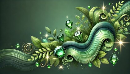 宝石とボタニカルのアブストラクト背景