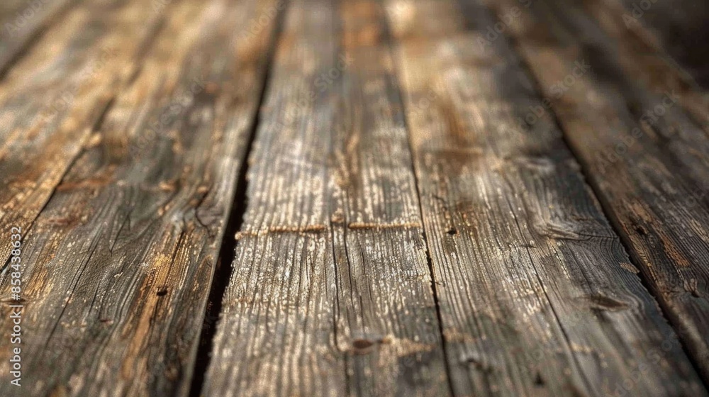 Poster a detailed view of a wooden table with a blurred background