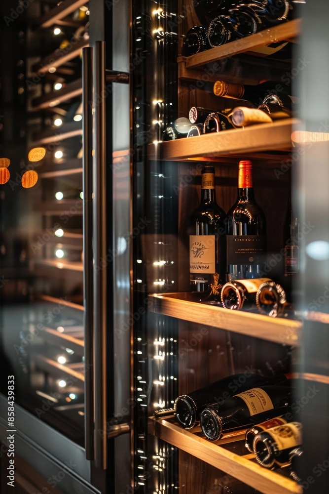 Poster a wine cooler filled with multiple bottles of wine, perfect for parties or special occasions