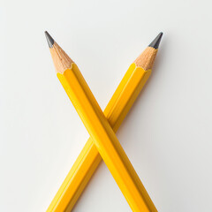 Crossed Yellow Pencils on White Background