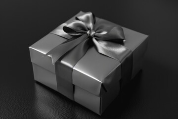 Obraz premium A beautifully wrapped gift box with a shiny silver bow