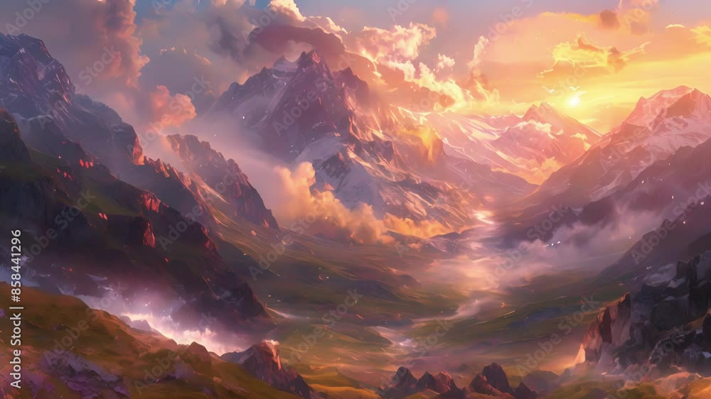 Poster as the sun began to set a soft ethereal glow emerged in the mountain pass illuminating the way with 