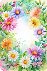 Colorful Floral Watercolor Frame - Perfect for Invitations and Event Cards