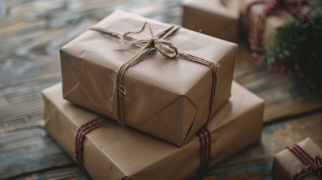 Rustic Wrapped Gift Boxes