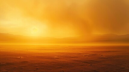 Obraz premium A person rides a horse in the desert during sunset, with dunes and cacti in the background