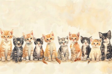 A group of kittens sitting together, often used as a decorative image